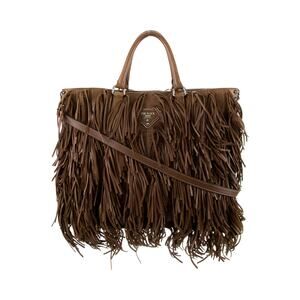 Prada Nappa Fringe Leather Tote Bag with Crossbody Strap, COA and Dust Cover